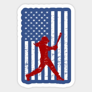 American Flag Girl's Softball Fast Pitch Batter Sticker